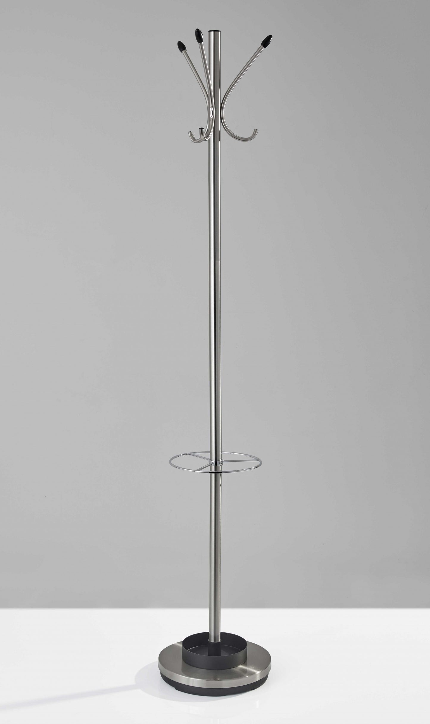 13" X 68" Brushed Steel Brushed Steel Stand  Coat Rack