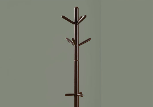 16.25" X 16.25" X 69" Cappuccino Solid Wood  Coat Rack