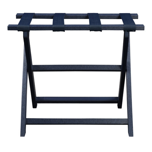 Earth Friendly Navy Blue Folding Luggage Rack With Navy Straps