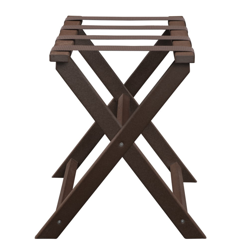 Earth Friendly Brown Folding Luggage Rack With Brown Straps