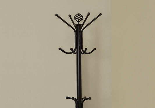 19" X 19" X 70" Black  Metal  Coat Rack