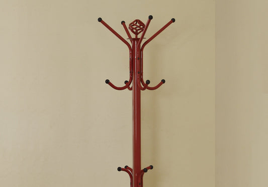 19" X 19" X 70" Red  Metal  Coat Rack