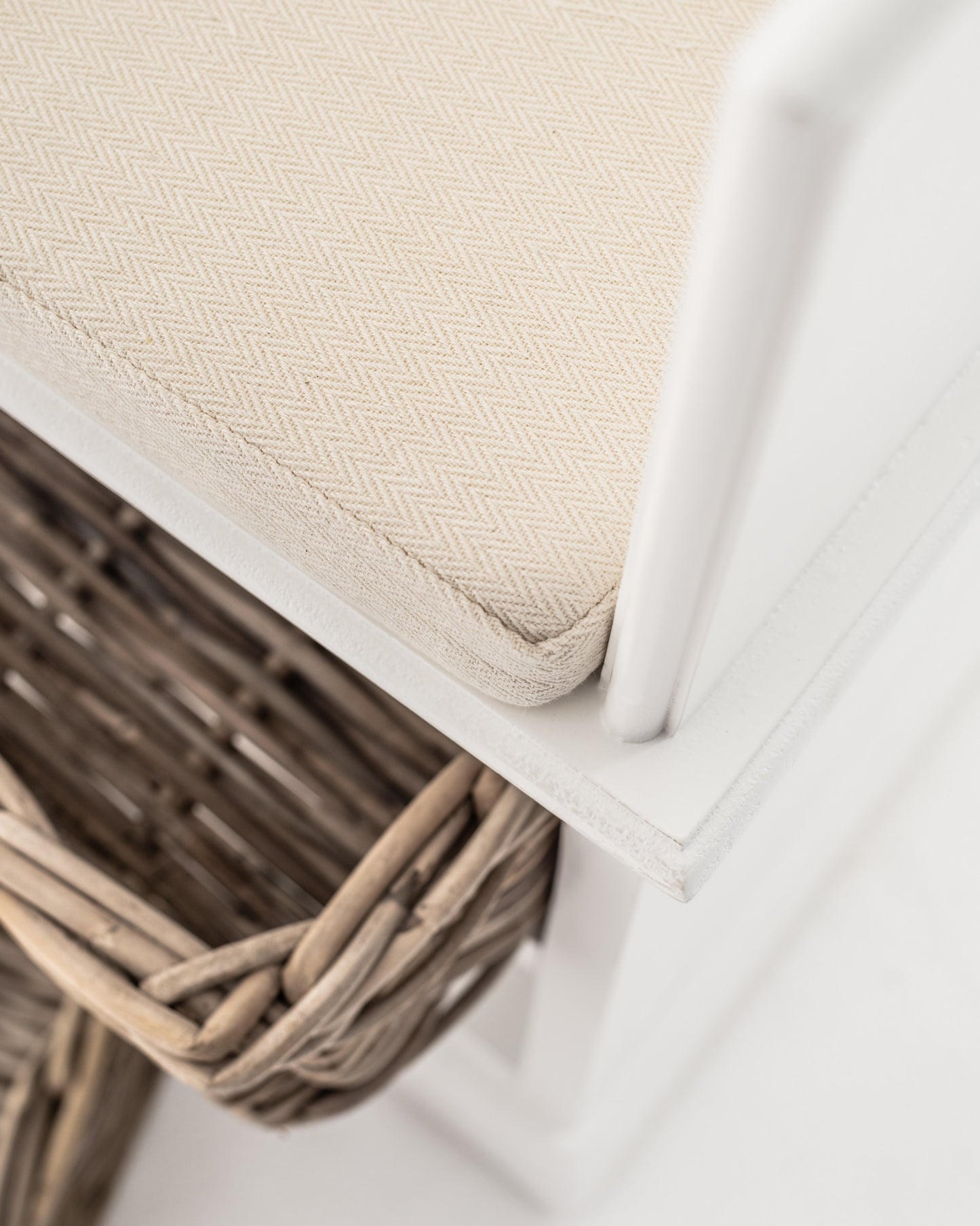 Classic White Entryway Coat Rack and Bench with Baskets