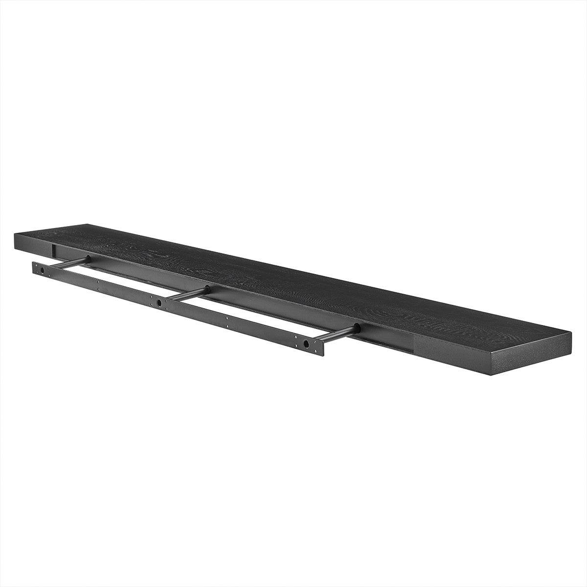 75" Black Wooden Wall Mounted Floating Shelf