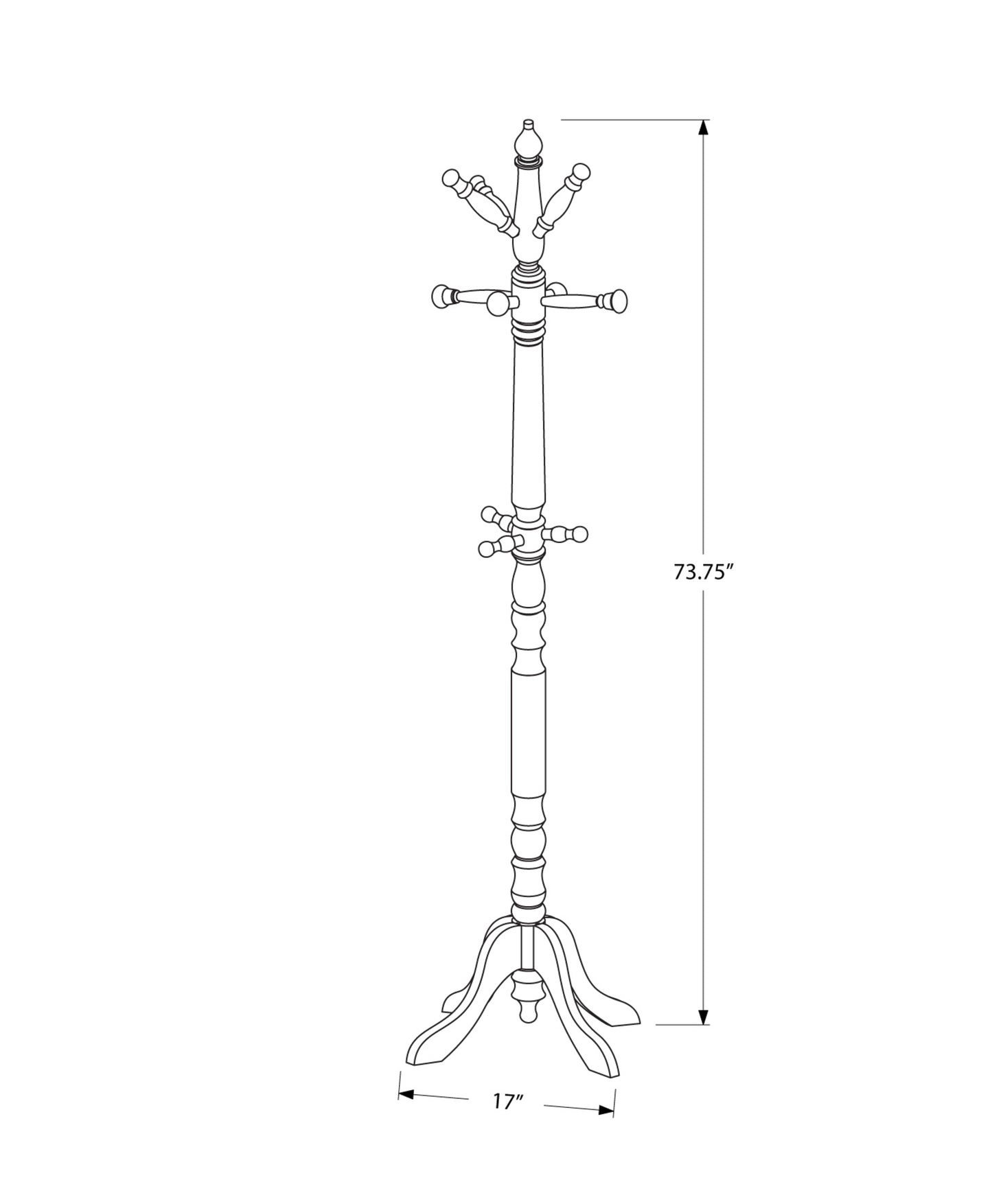 White Solid Wood Coat Rack With Triple Tiered Coat Stand