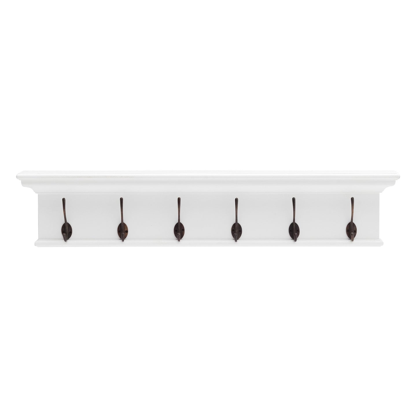 39" Traditional Classic White Wood Six Hook Hanging Coat Rack