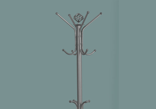 19" X 19" X 70" Silver  Metal  Coat Rack