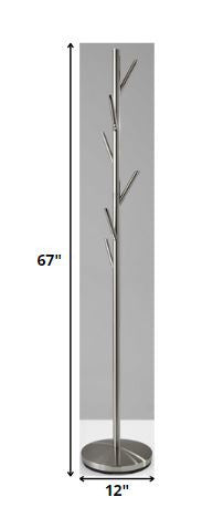 12" X 67" Brushed Steel Brushed Steel Coat Rack