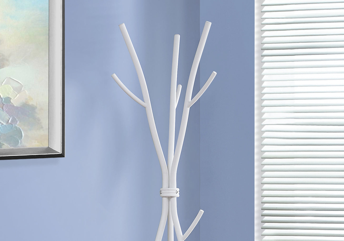 74" White Metal Modern Tree Branch Coat Rack