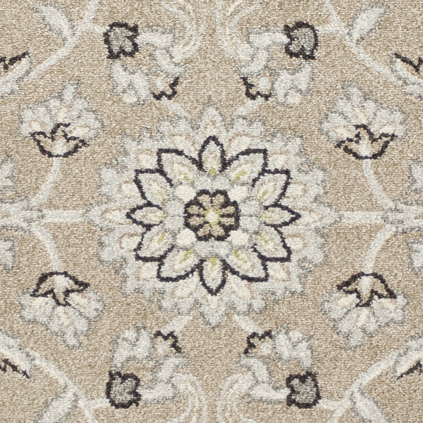 5'X8' Beige Grey Machine Woven Uv Treated Floral Traditional Indoor Outdoor Area Rug