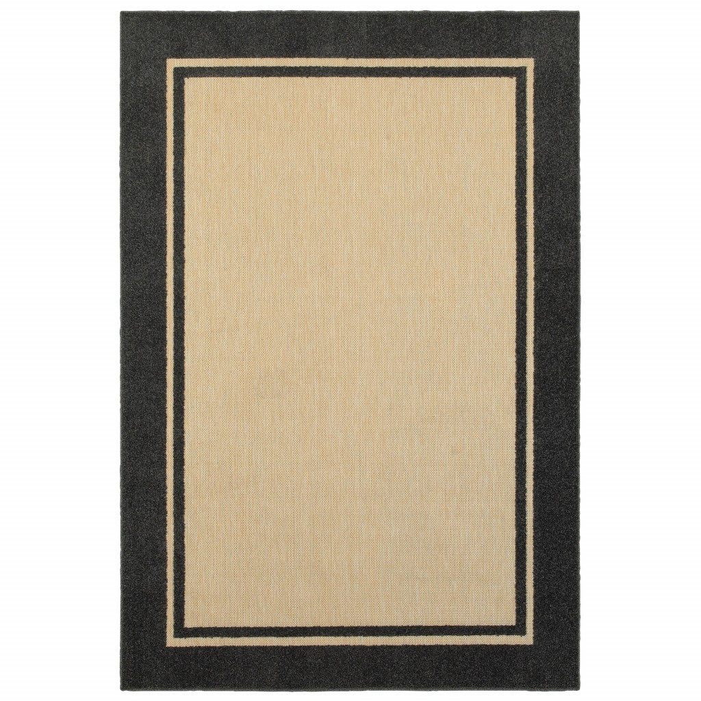 Beige and Black Indoor Outdoor Area Rug