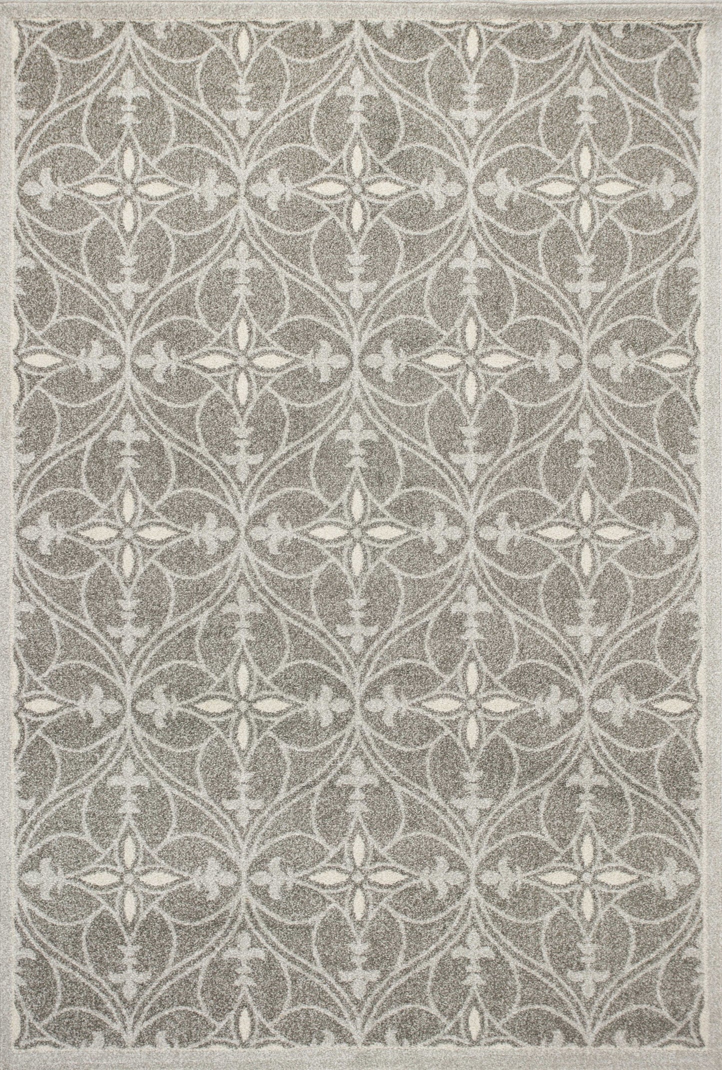 7'X10' Grey Machine Woven Uv Treated Ogee Indoor Outdoor Area Rug