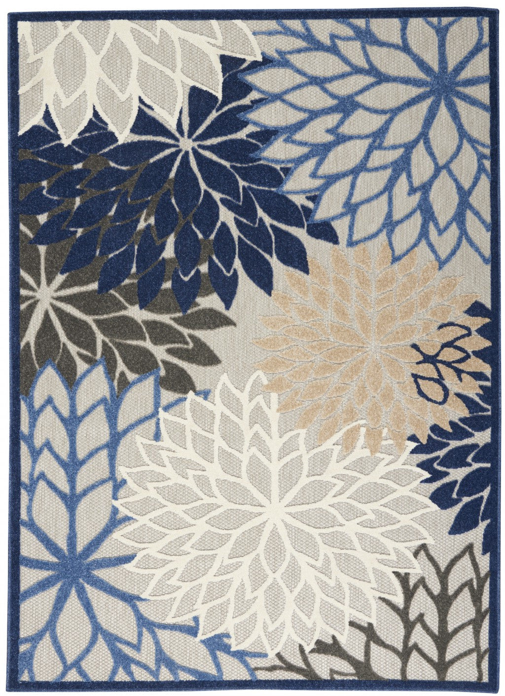 5' X 8' Blue And Gray Indoor Outdoor Area Rug