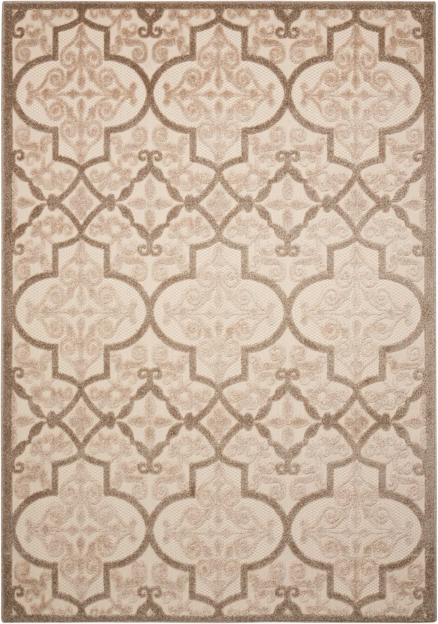 5' X 8' Cream Moroccan Indoor Outdoor Area Rug