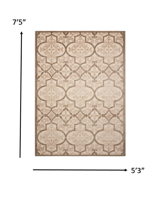 5' X 8' Cream Moroccan Indoor Outdoor Area Rug