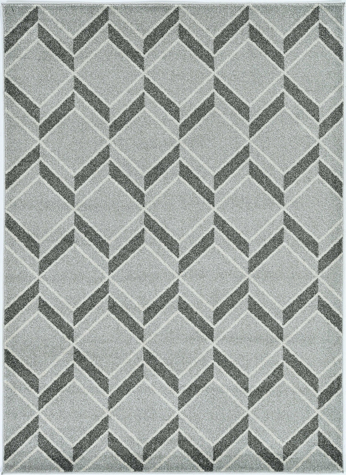 8'X11' Grey Machine Woven Uv Treated Herringbone Illusion Indoor Outdoor Area Rug