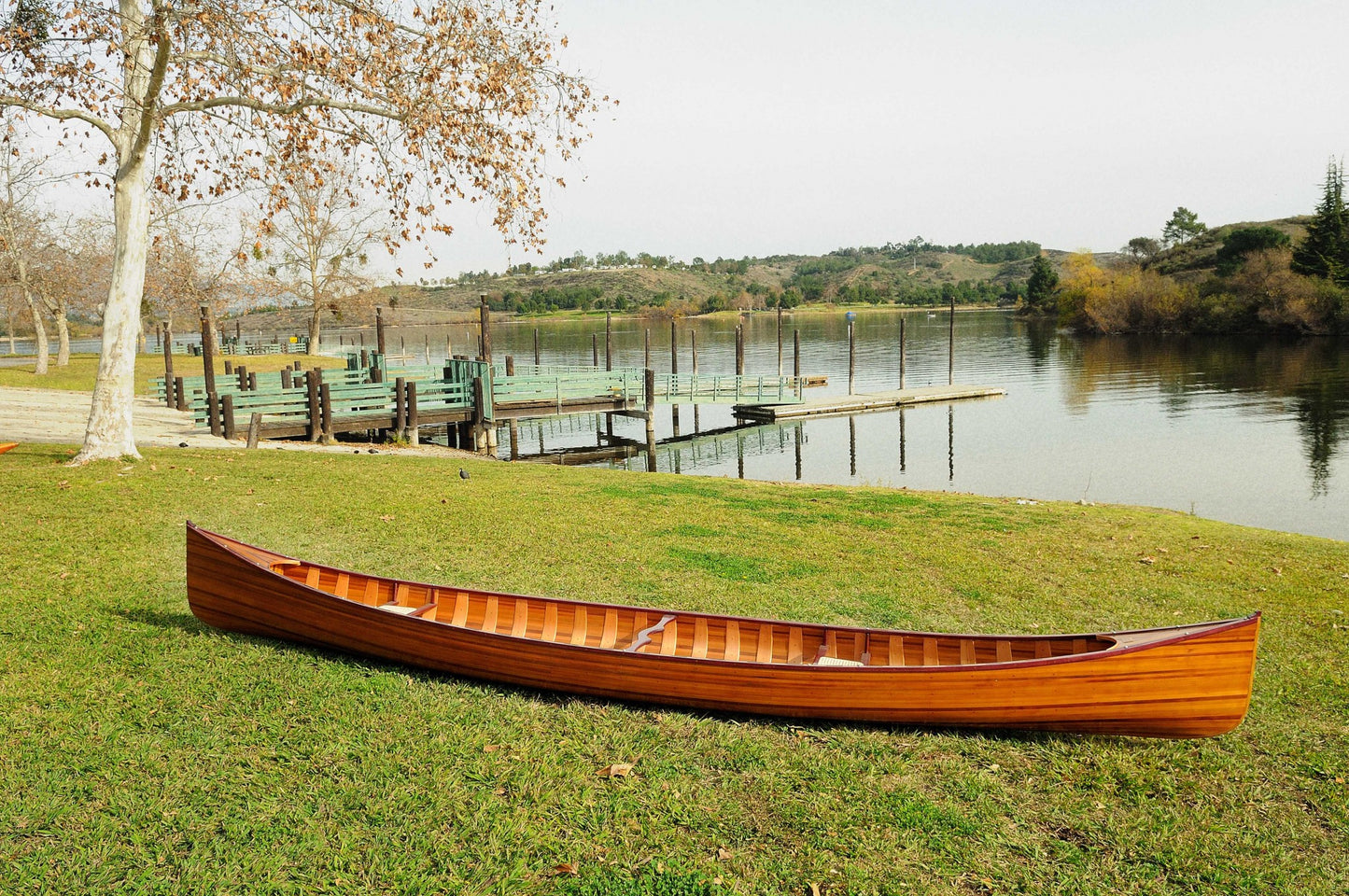 35.5" X 216" X 27" Wooden Canoe With Ribs