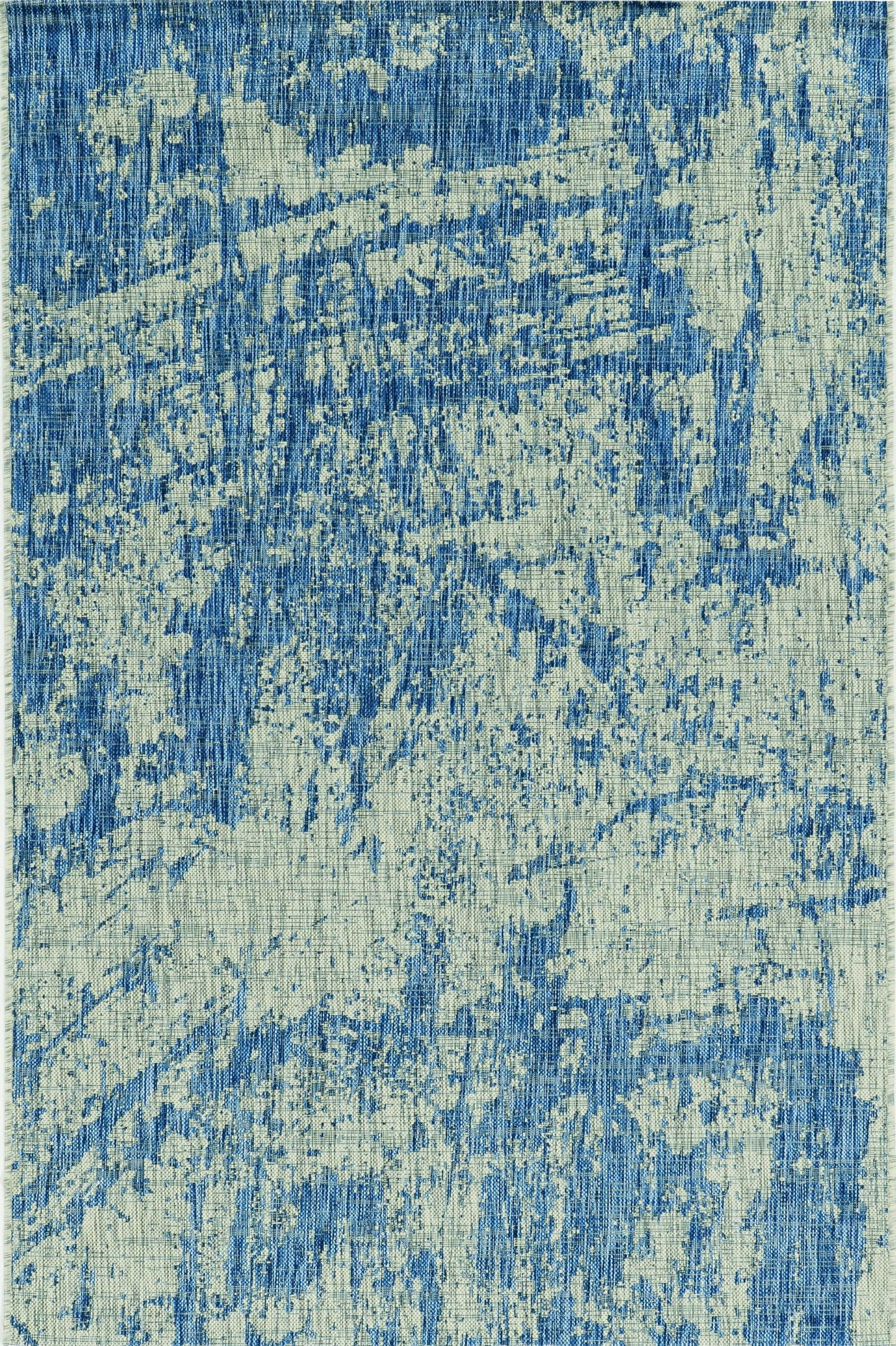 5'X7' Grey Denim Machine Woven Uv Treated Abstract Brushstroke Indoor Outdoor Area Rug