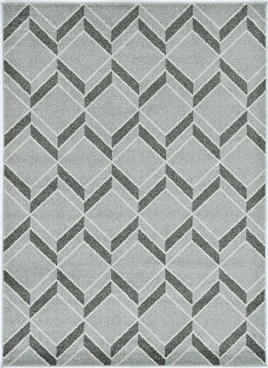 7'X10' Grey Machine Woven Uv Treated Herringbone Illusion Indoor Outdoor Area Rug