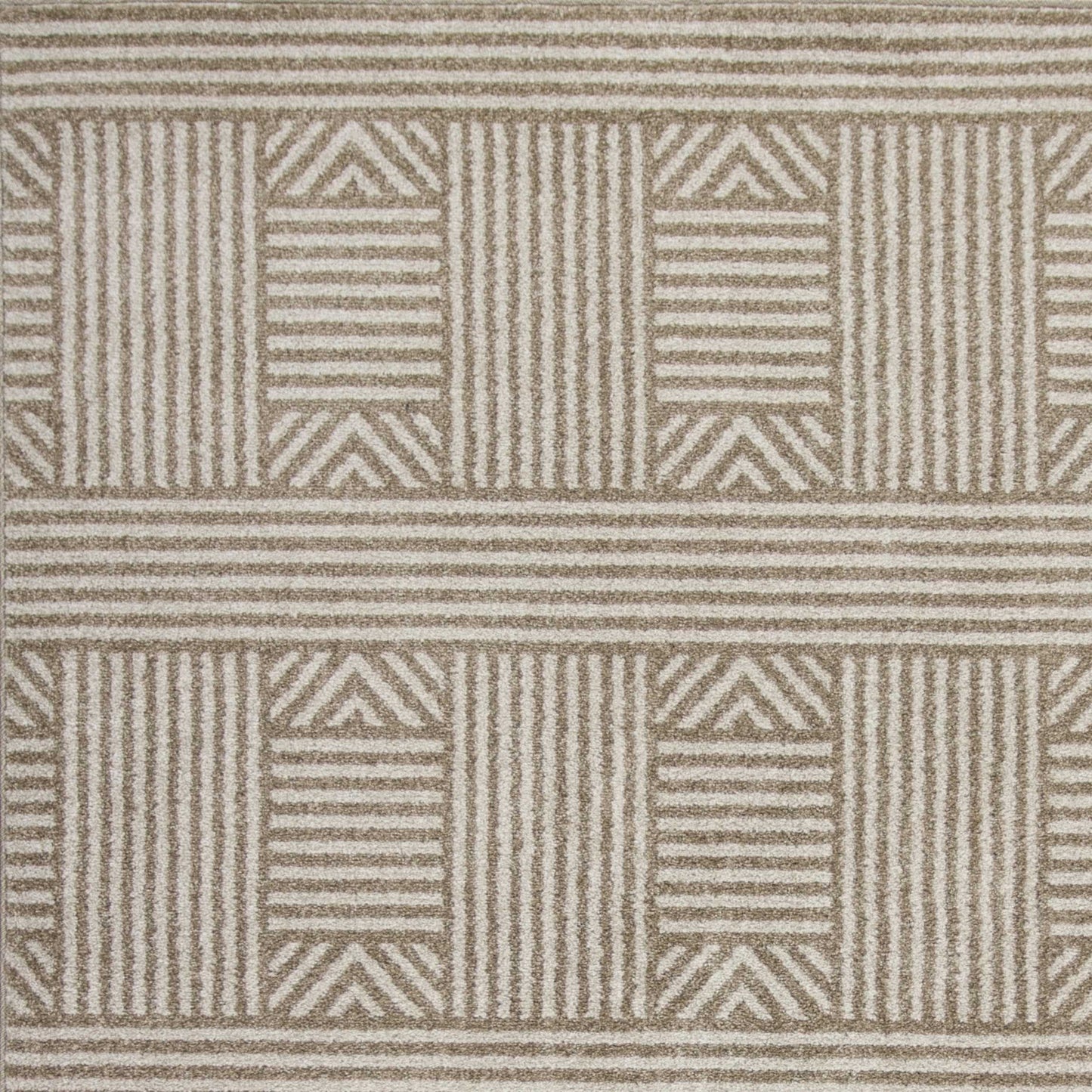 8'X11' Beige Machine Woven Uv Treated Abstract Lines Indoor Outdoor Area Rug