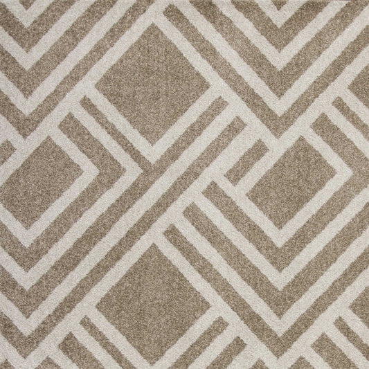 8'X11' Beige Machine Woven Uv Treated Geometric Indoor Outdoor Area Rug