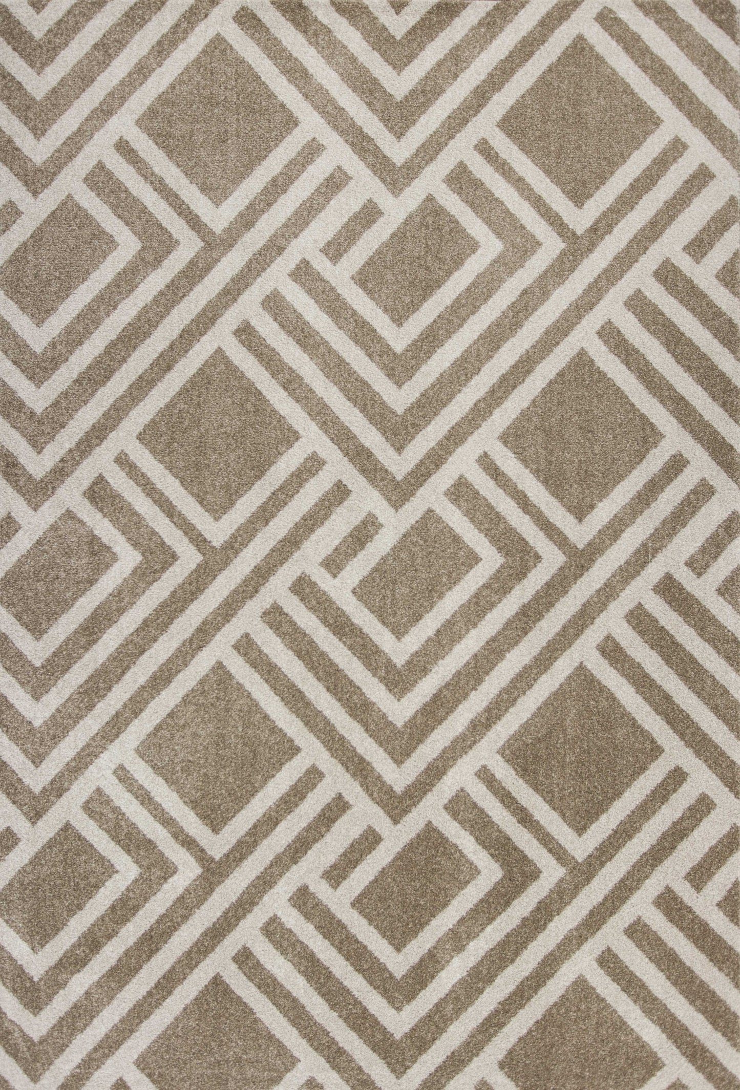 8'X11' Beige Machine Woven Uv Treated Geometric Indoor Outdoor Area Rug