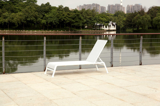 Set Of Two White And Silver Chaise Lounge