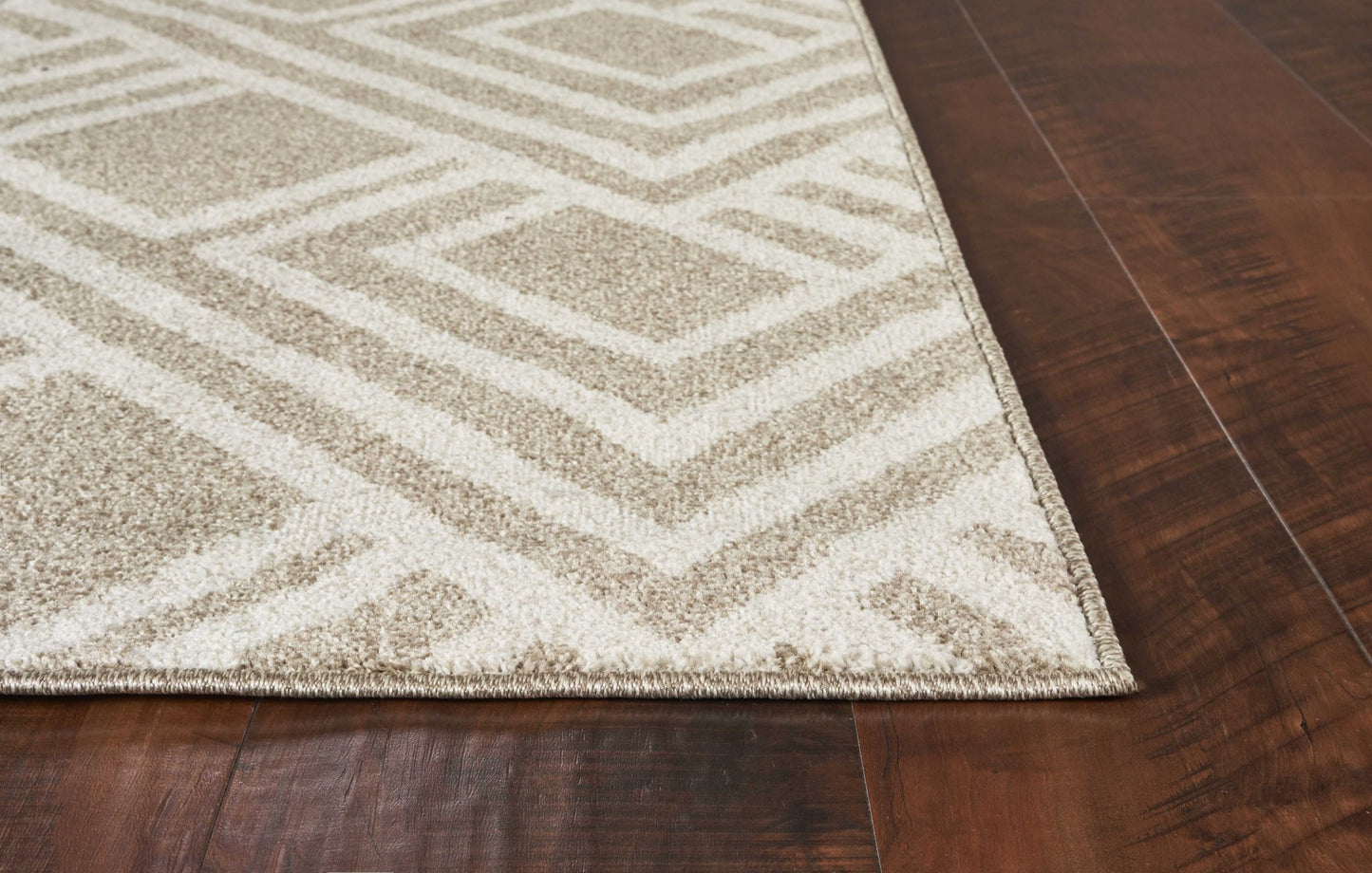 3'X5' Beige Machine Woven Uv Treated Geometric Indoor Outdoor Area Rug