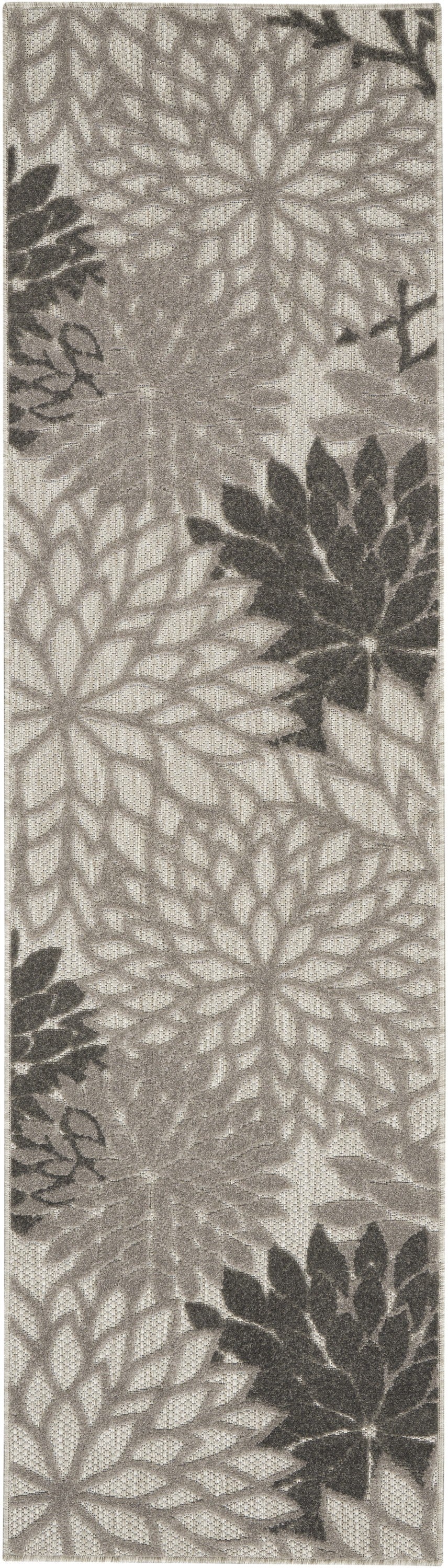 2' X 8' Gray Floral Indoor Outdoor Area Rug