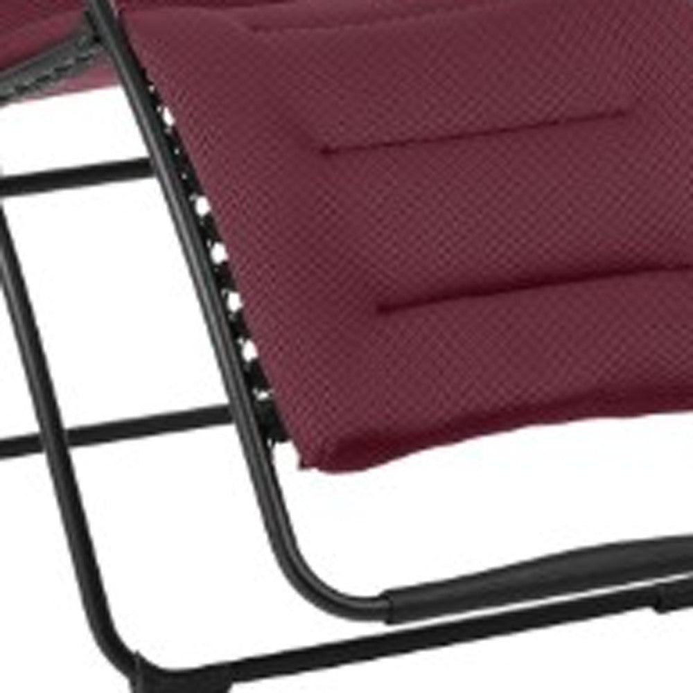 28" Dark Red and Black Metal Zero Gravity Chair with Dark Red cushion