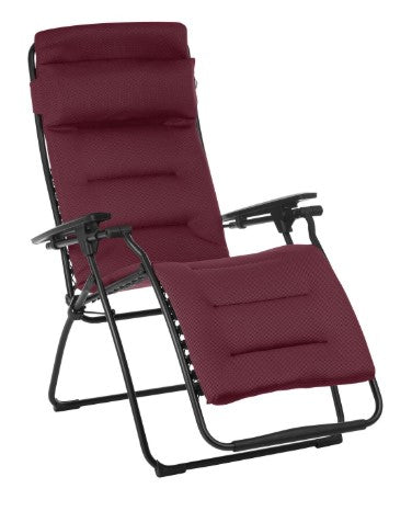 28" Dark Red and Black Metal Zero Gravity Chair with Dark Red cushion