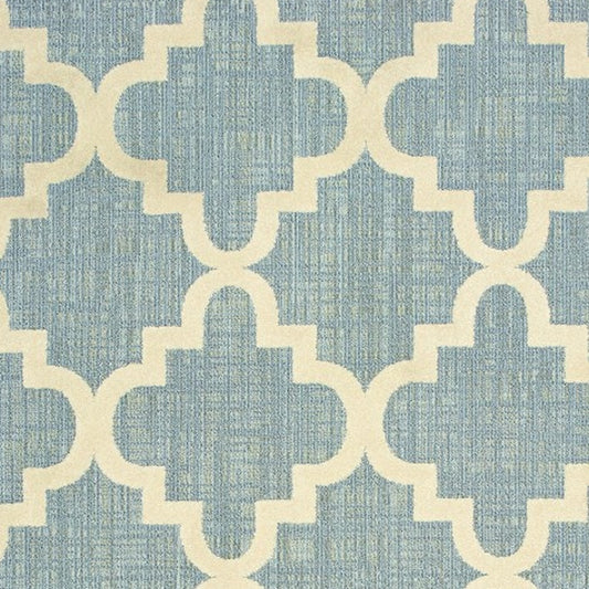 7' x 10' Blue and Ivory Moroccan Indoor Outdoor Area Rug