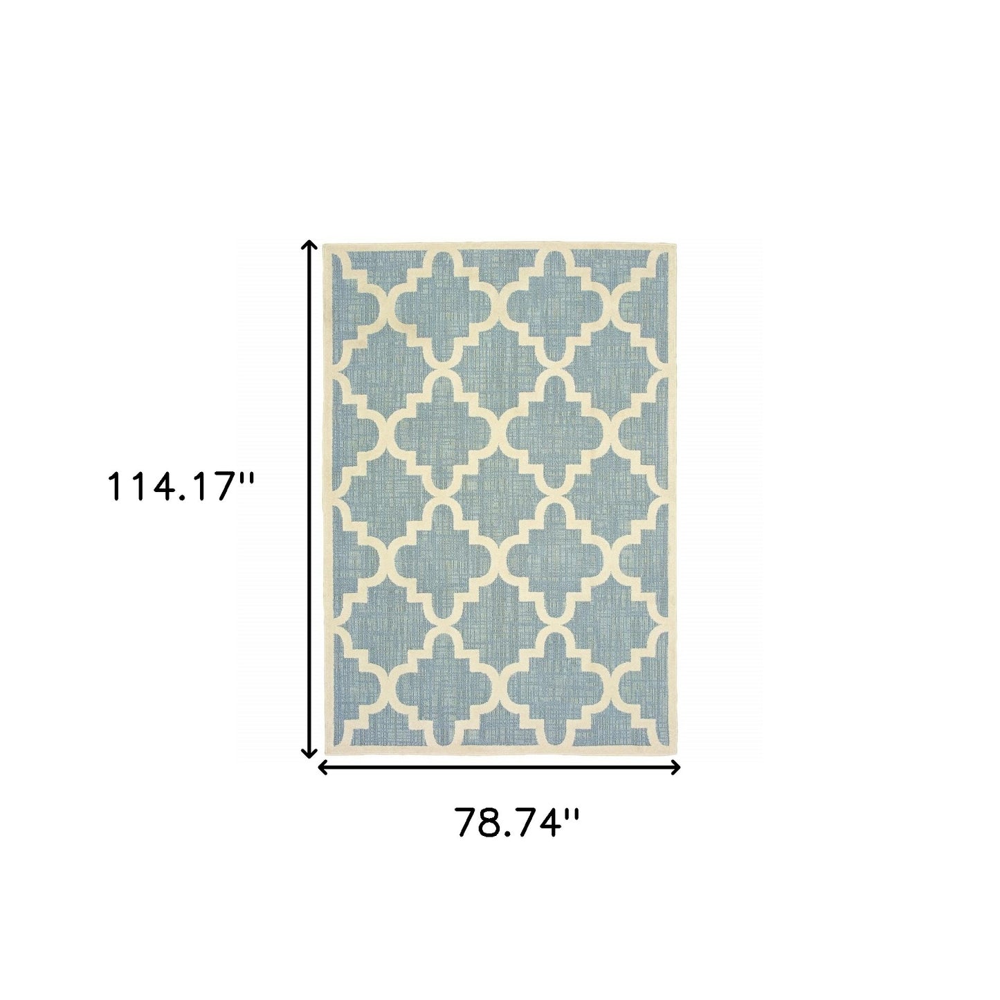 7' x 10' Blue and Ivory Moroccan Indoor Outdoor Area Rug