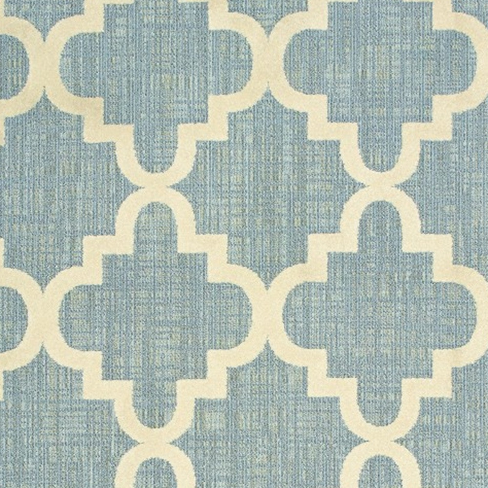 7' x 10' Blue and Ivory Moroccan Indoor Outdoor Area Rug