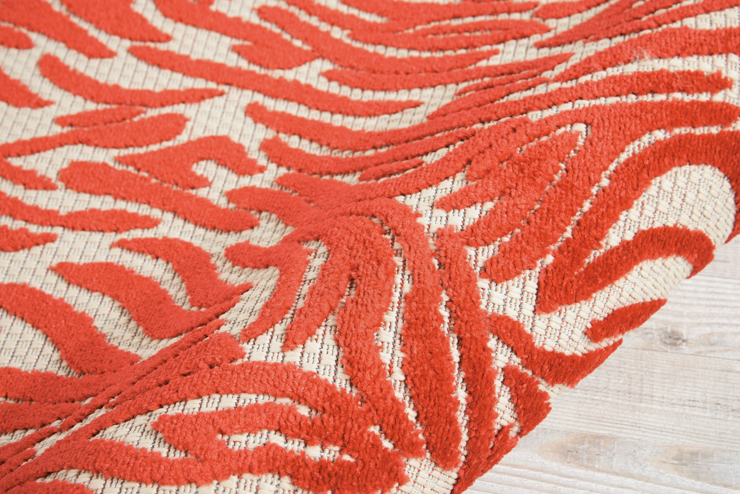 3' X 4' Red And Ivory Abstract Indoor Outdoor Area Rug