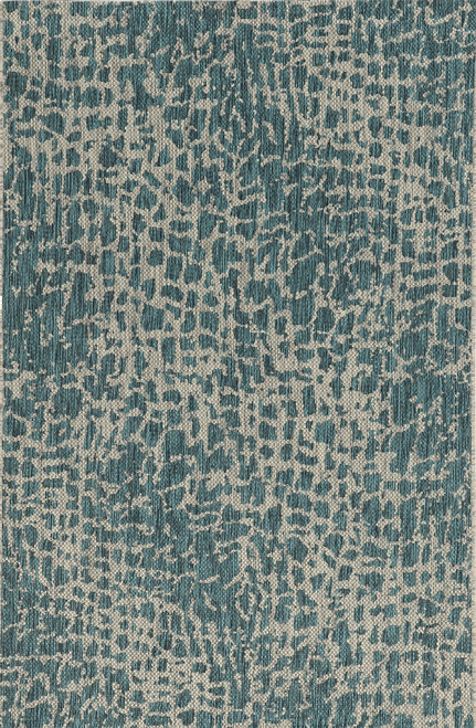 3'X4' Teal Machine Woven Uv Treated Animal Print Indoor Outdoor Accent Rug