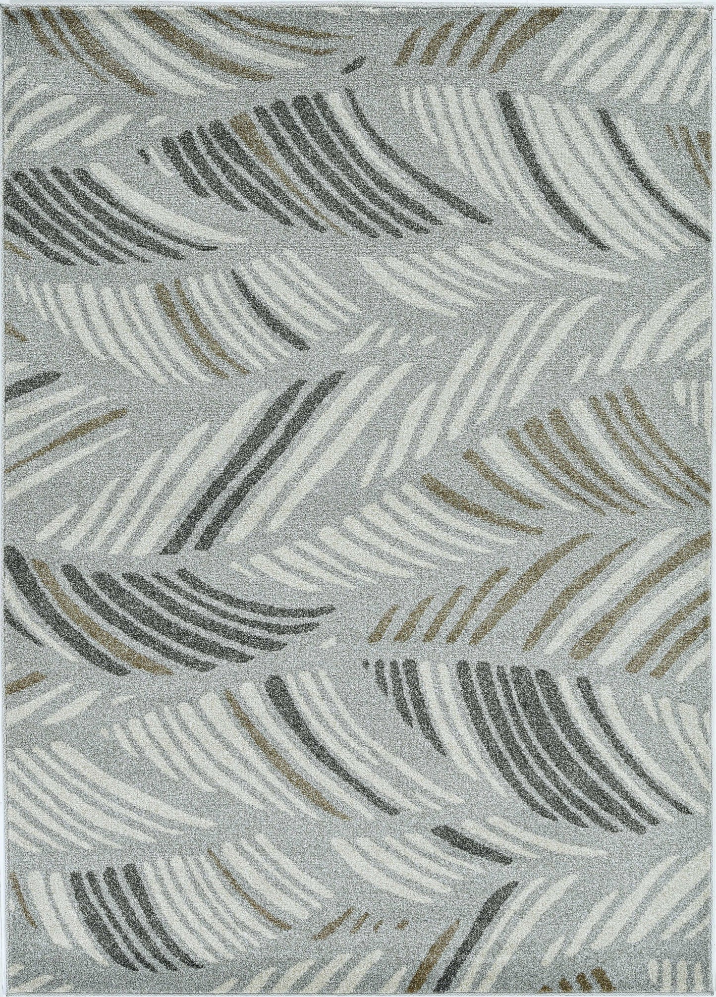 7' X 9' Grey Feather Pattern Indoor Outdoor Area Rug