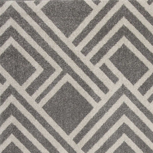 3'X5' Grey Machine Woven Uv Treated Geometric Indoor Outdoor Area Rug