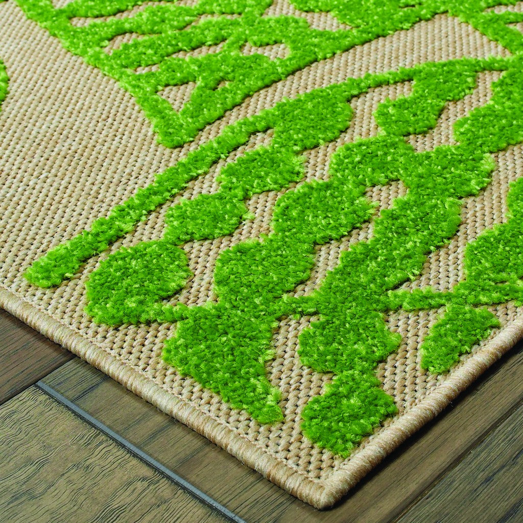 Green Floral Indoor Outdoor Area Rug