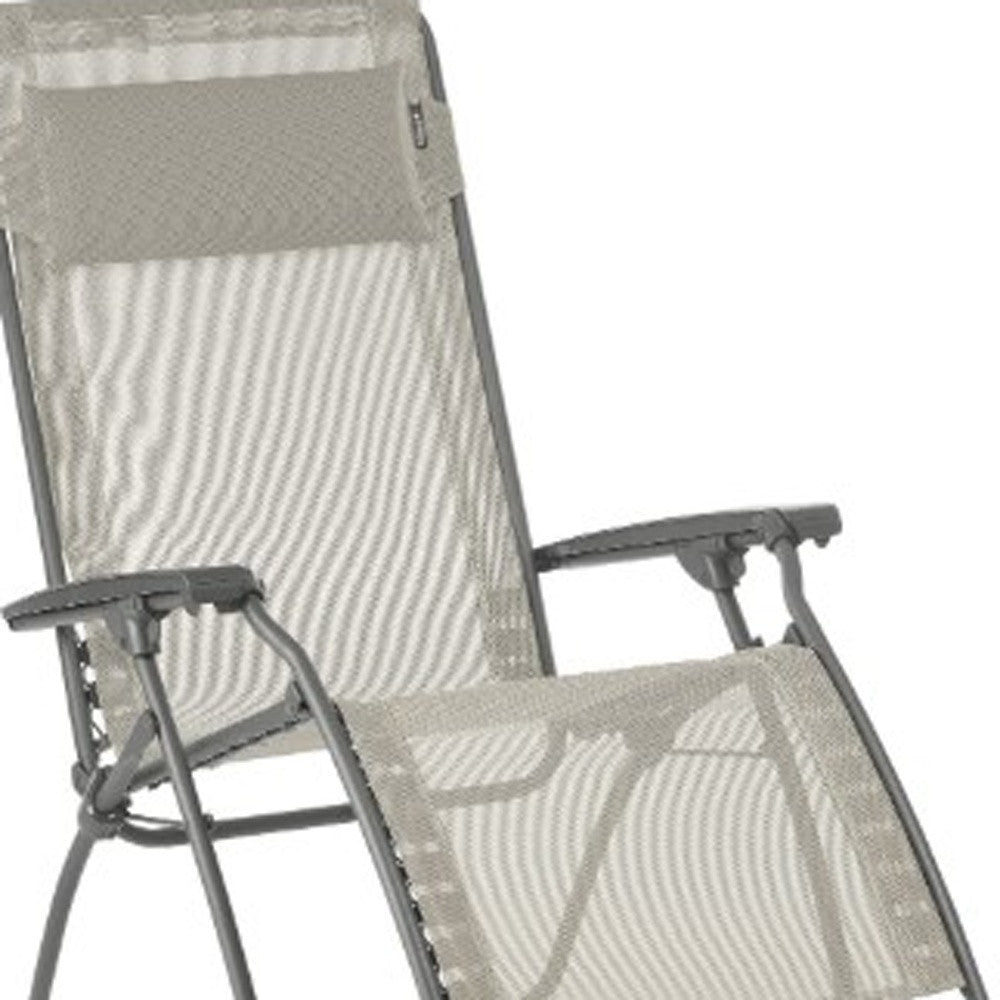 27" Beige and Gray Metal Zero Gravity Chair