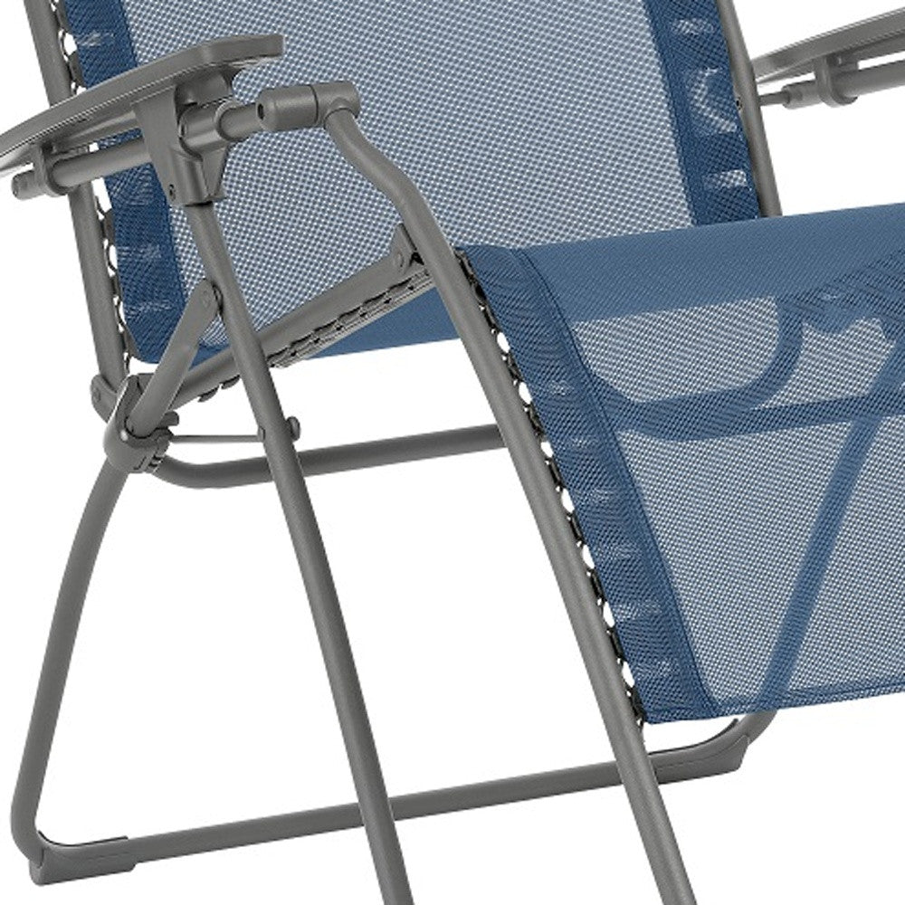 30" Blue and Gray Metal Zero Gravity Chair