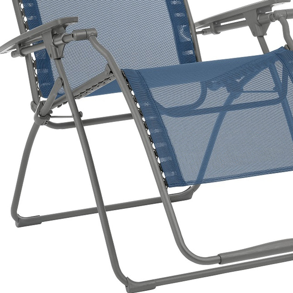 30" Blue and Gray Metal Zero Gravity Chair