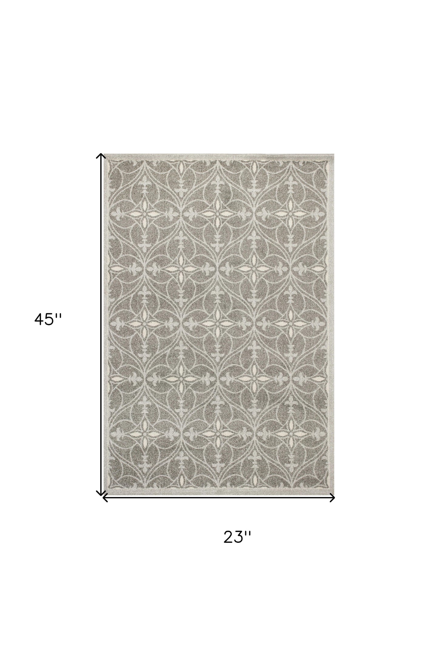 2'X4' Grey Machine Woven Uv Treated Ogee Indoor Outdoor Accent Rug