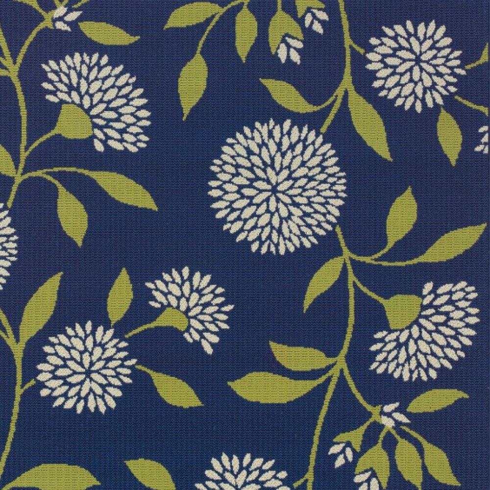 Blue and Green Floral Indoor Outdoor Area Rug