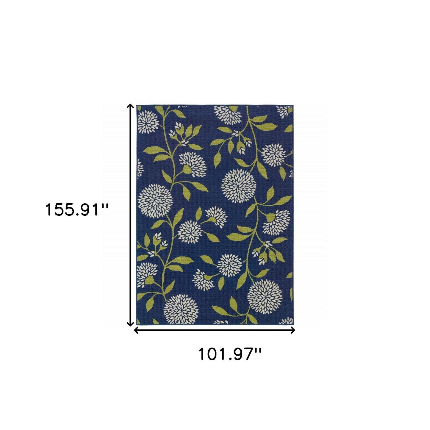 Blue and Green Floral Indoor Outdoor Area Rug