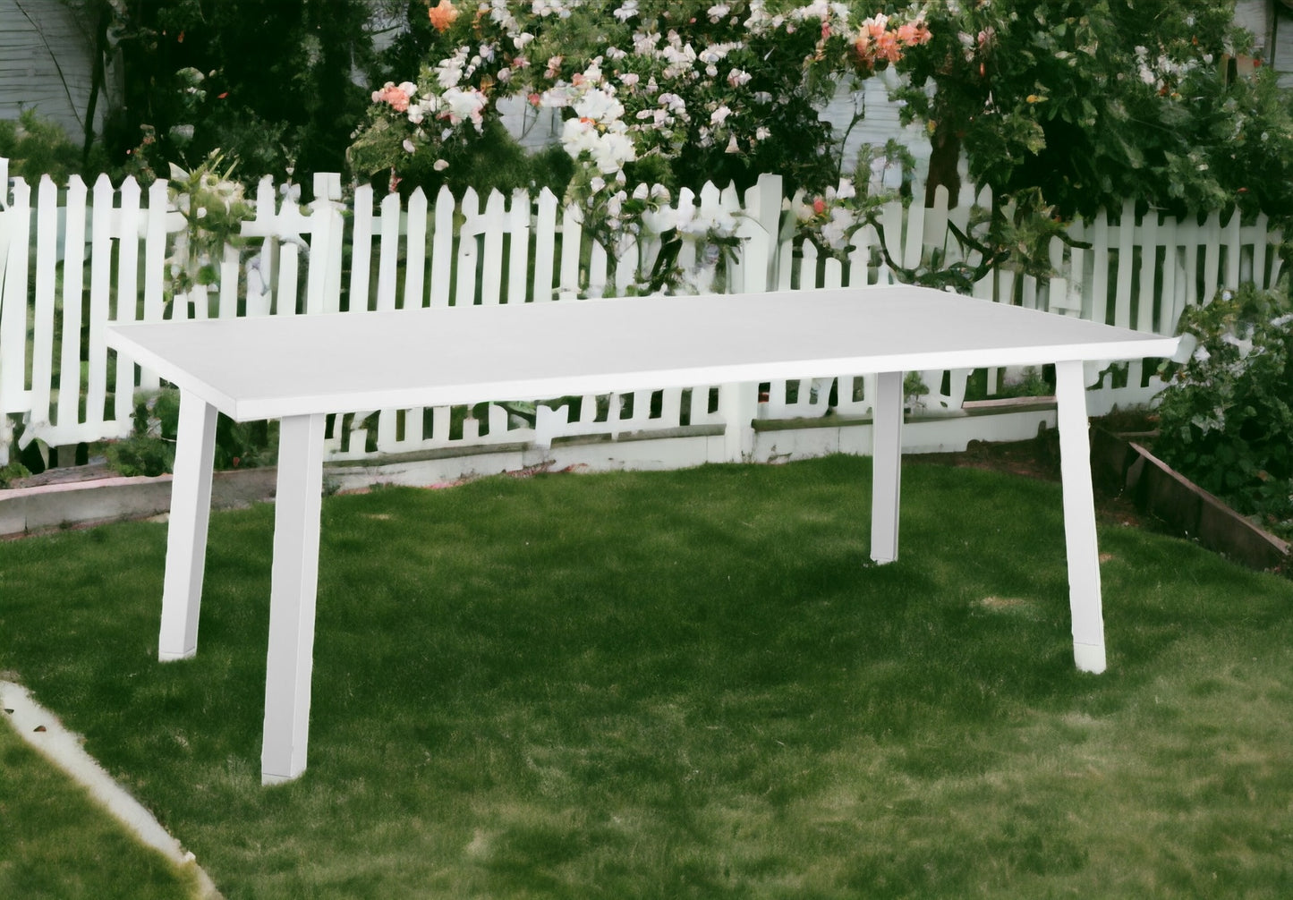 87" White Aluminum Outdoor Dining Table