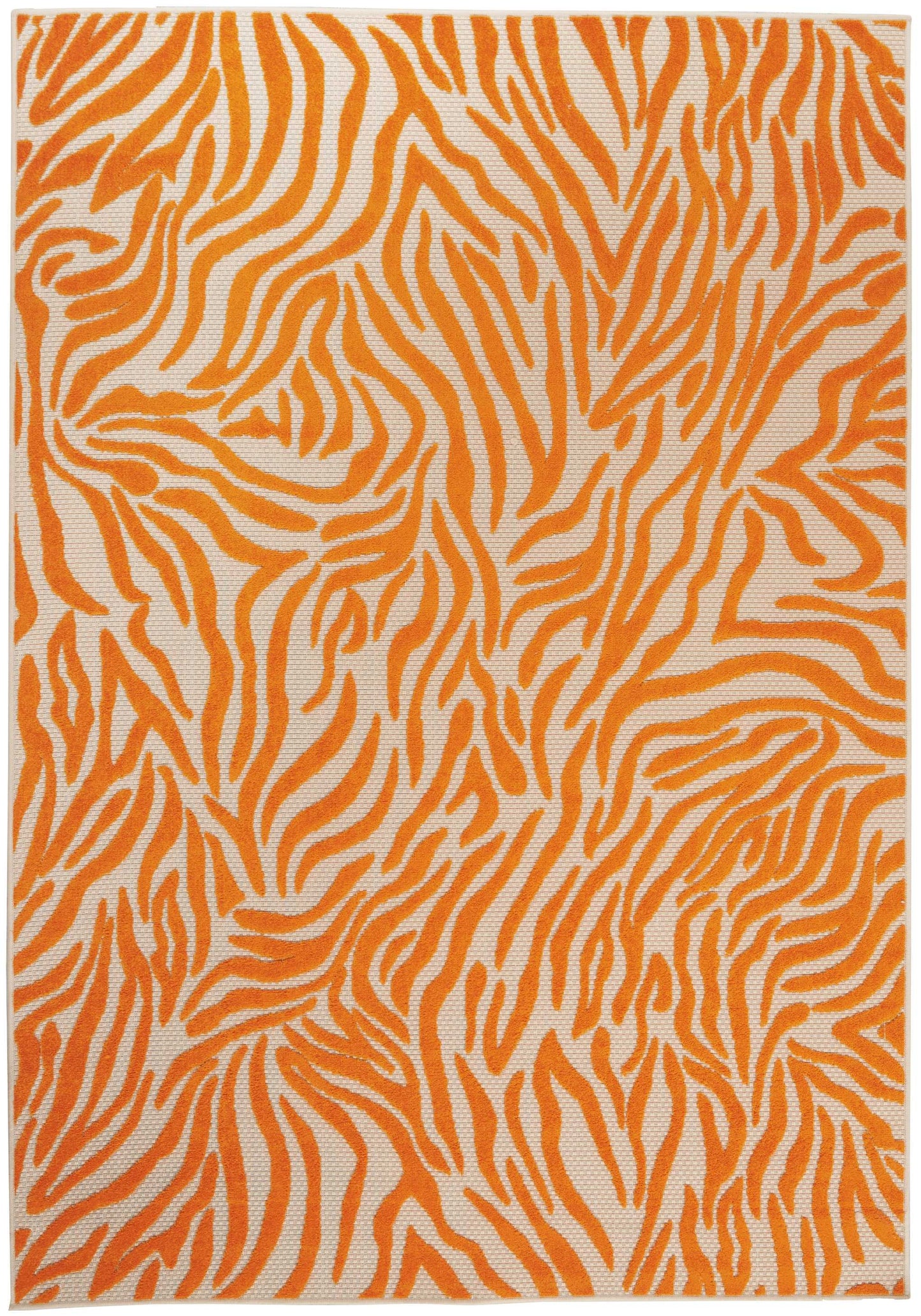 4' X 6' Orange And Ivory Abstract Stain Resistant Indoor Outdoor Area Rug