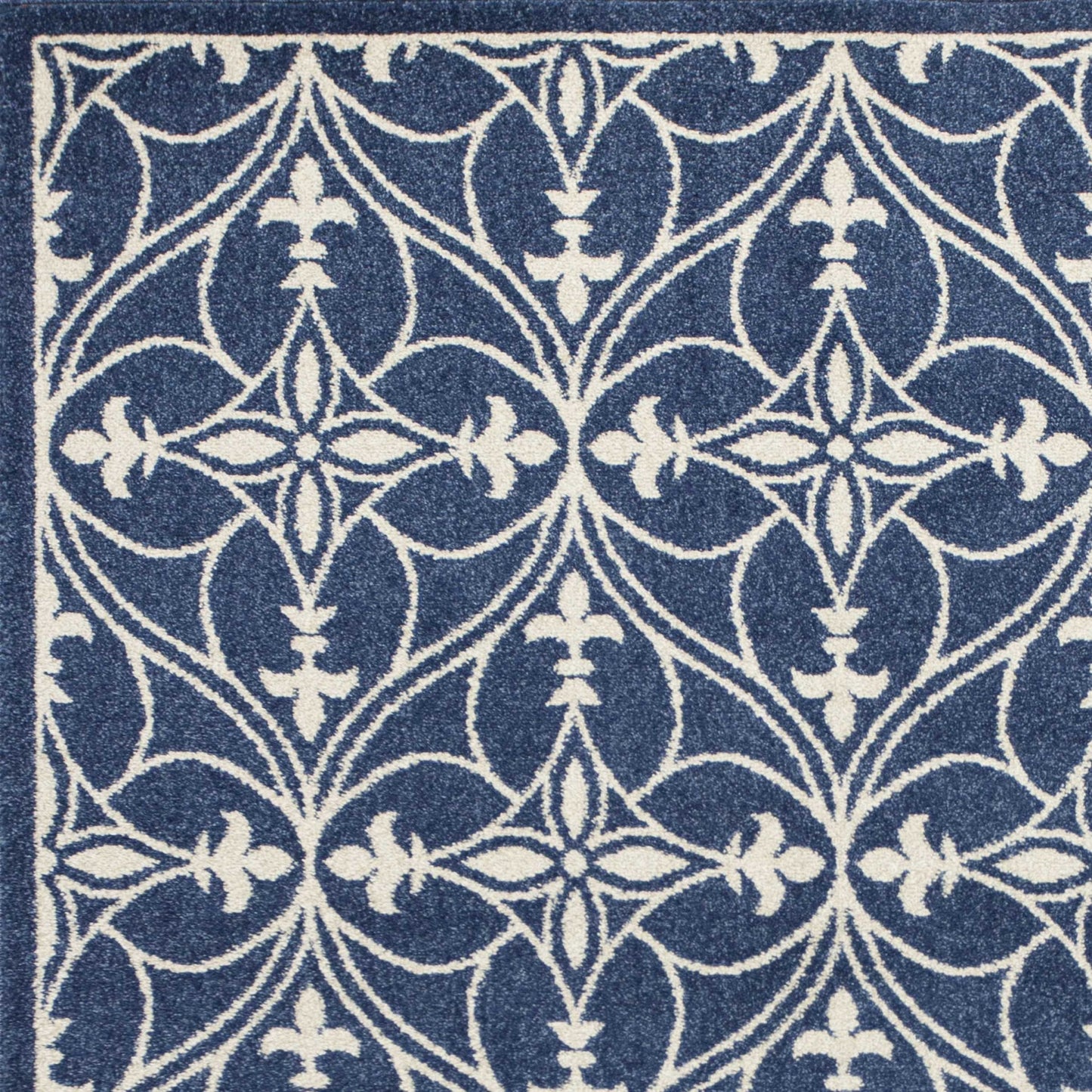 8'X11' Denim Blue Machine Woven Uv Treated Ogee Indoor Outdoor Area Rug