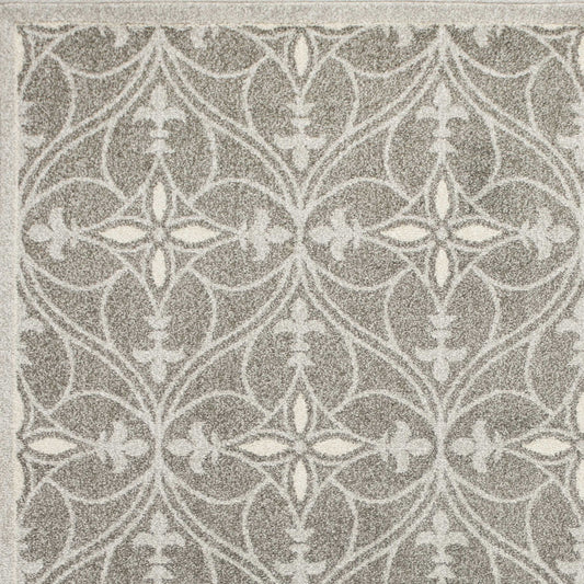 5'X8' Grey Machine Woven Uv Treated Ogee Indoor Outdoor Area Rug