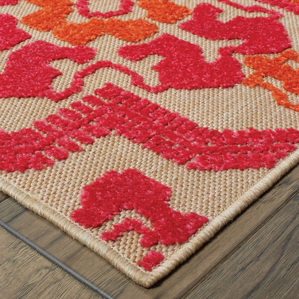 10' x 13' Pink and Orange Moroccan Indoor Outdoor Area Rug